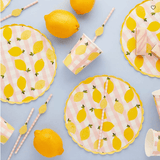Assiettes carton - Citron vichy