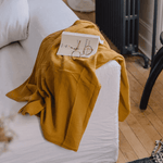 Grand Plaid/ Nappe Safran - boutique décoration Montreal