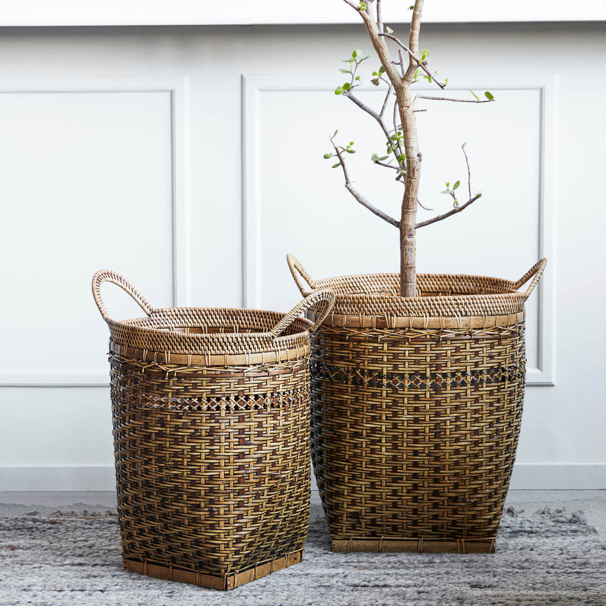 panier rangement rotin et bambou, tressé main, indonésie