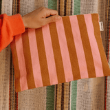 Pochette LILI - Rayures Caramel et Rose - boutique décoration Montreal