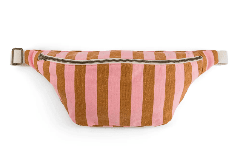 Sac Banane - Rayures Caramel - Rose - boutique décoration Montreal