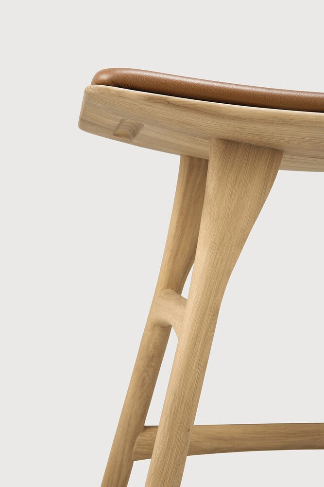 Tabouret de comptoir cuir Cognac - Oak Osso - boutique décoration Montreal