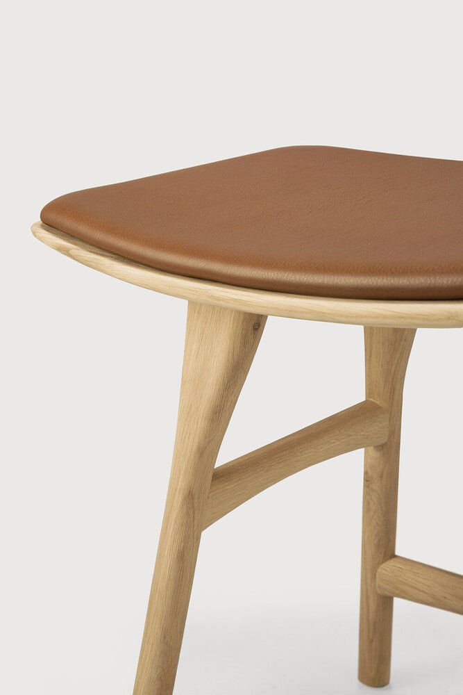 Tabouret de comptoir cuir Cognac - Oak Osso - boutique décoration Montreal