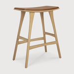 Tabouret de comptoir cuir Cognac - Oak Osso - boutique décoration Montreal