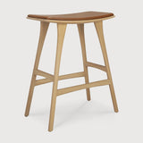Tabouret de comptoir cuir Cognac - Oak Osso - boutique décoration Montreal