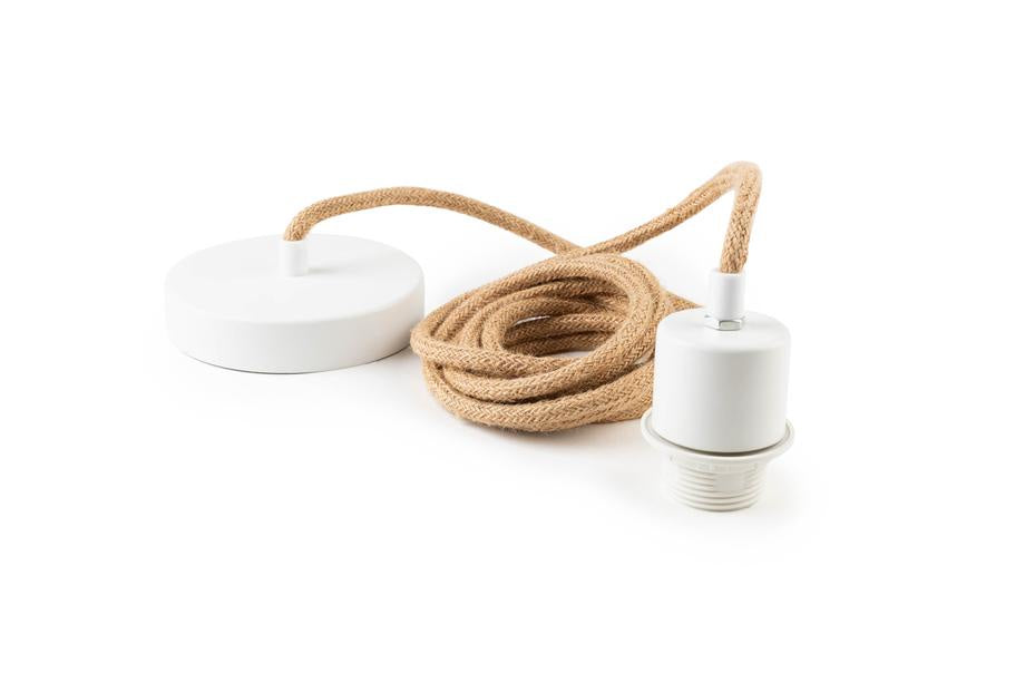 Câble électrique pour suspension : cordon textile blanc ou noir et