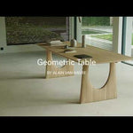 table geometric bois massif, designer alain van havre, 8 personnes