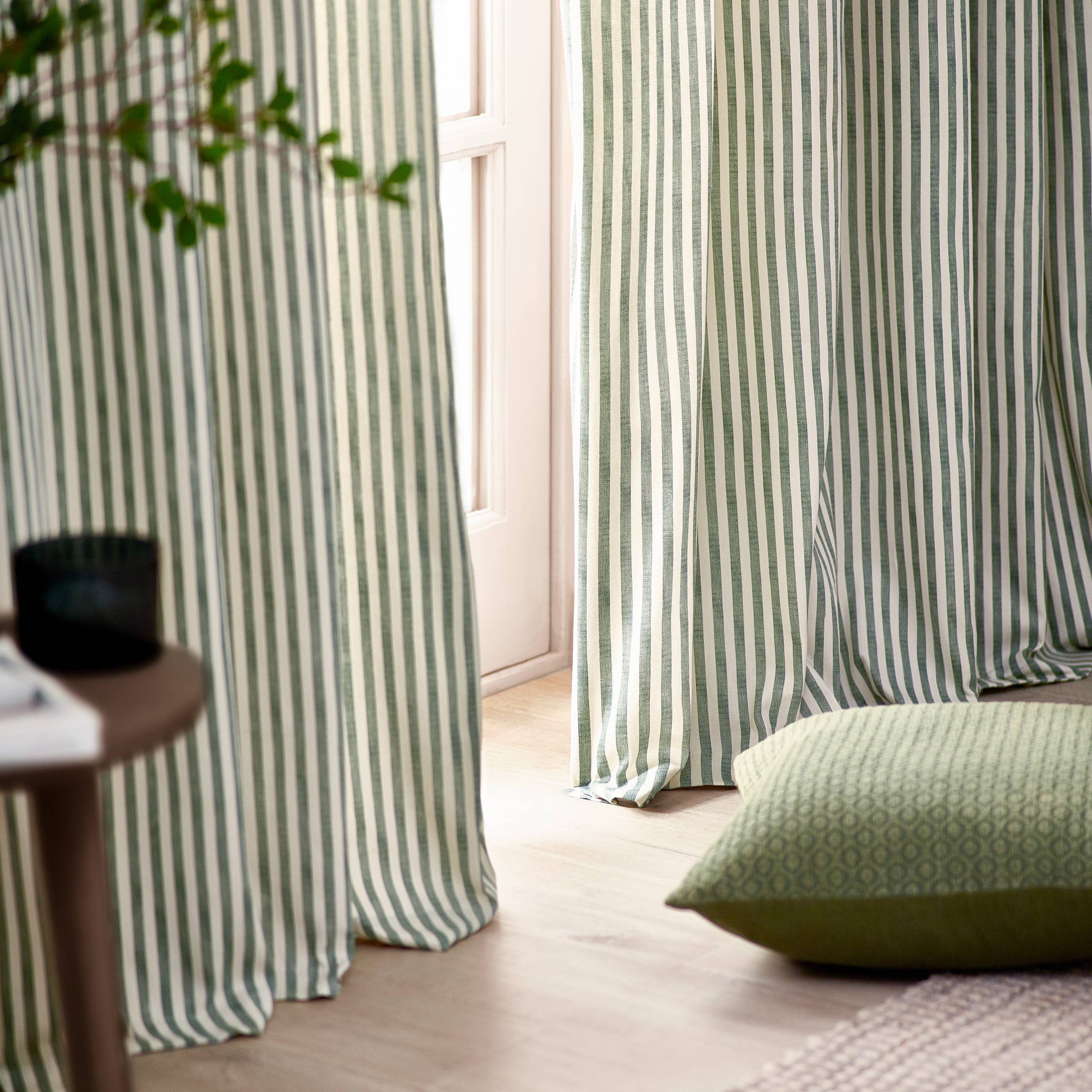 Hoxton Curtains—Forest Green Stripe