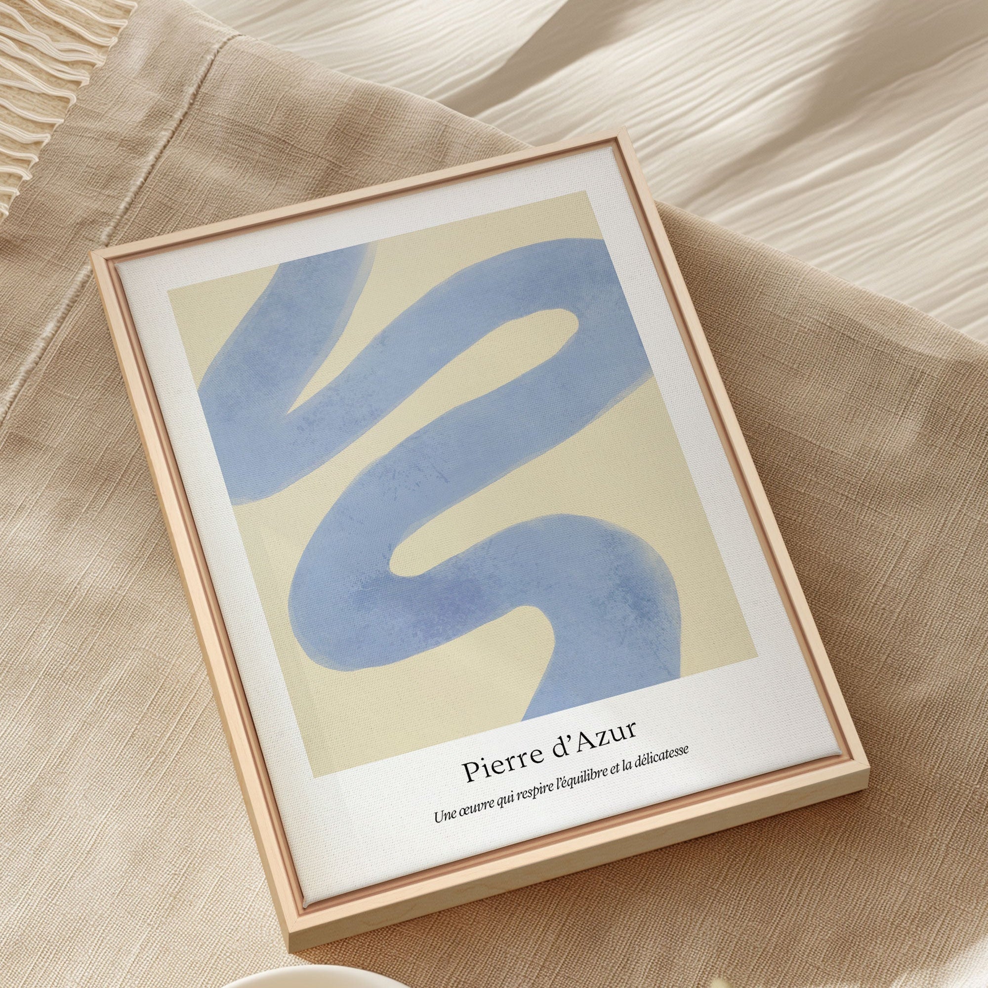 AZURE STONE, Artwork on stretched canvas, Light Natural frame