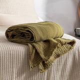 Lark muslin cotton throw in khaki