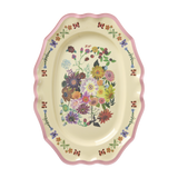 Grand plat de service vintage - Imprimé Nathalie Lété - Rose