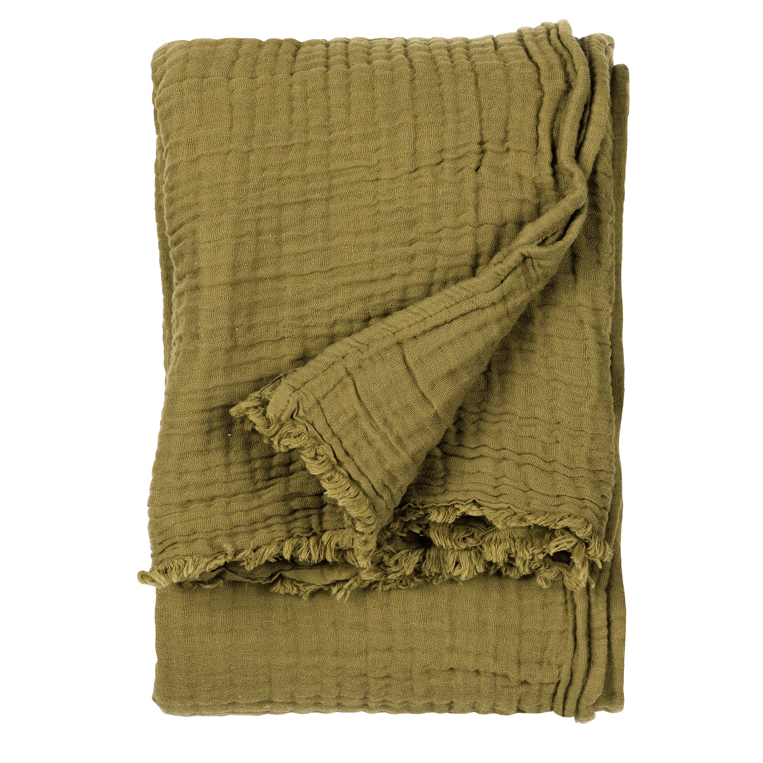 Lark muslin cotton throw in khaki