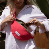 Sac Banane  en toile de coton bio - Framboise