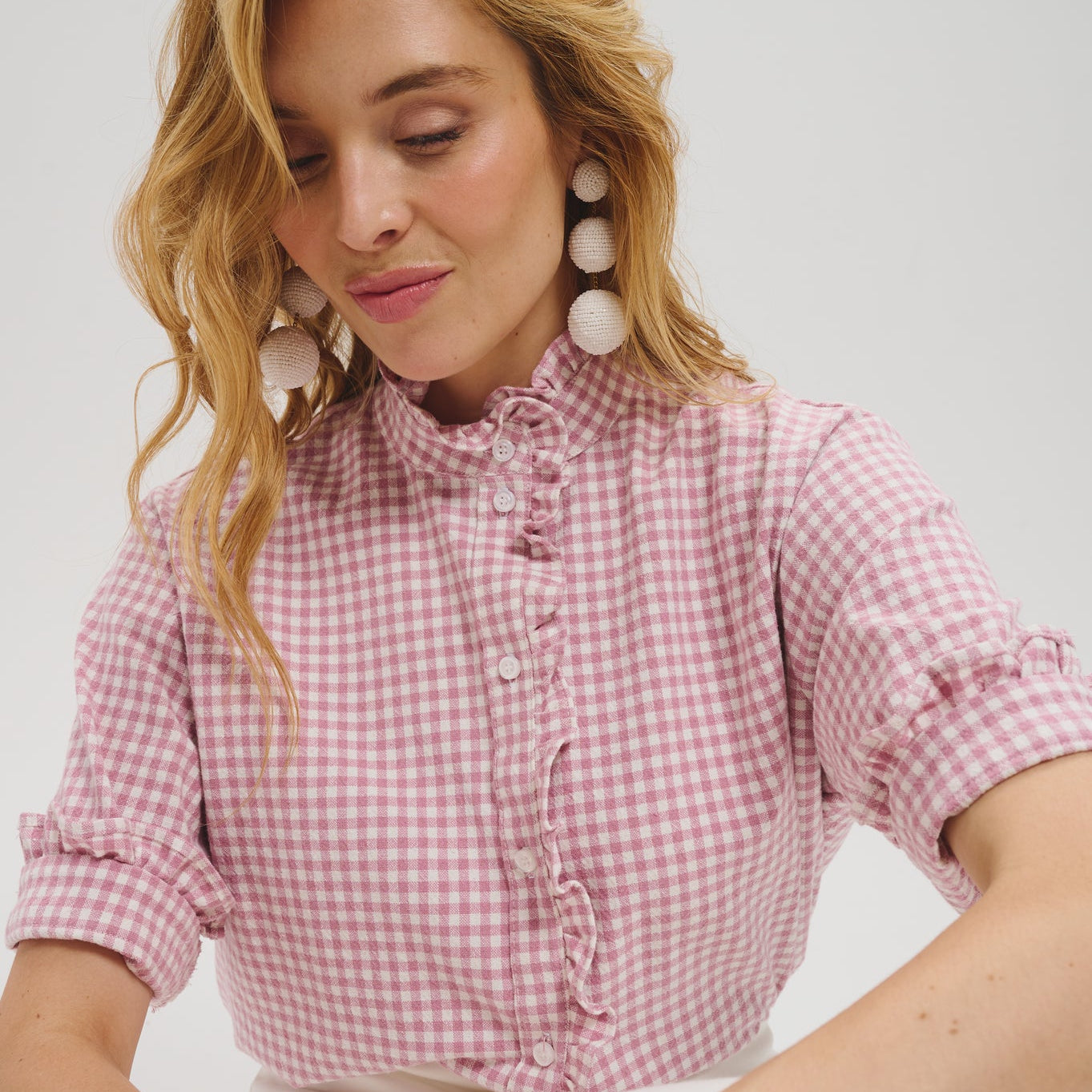 Blouse Albane en Vichy Rose