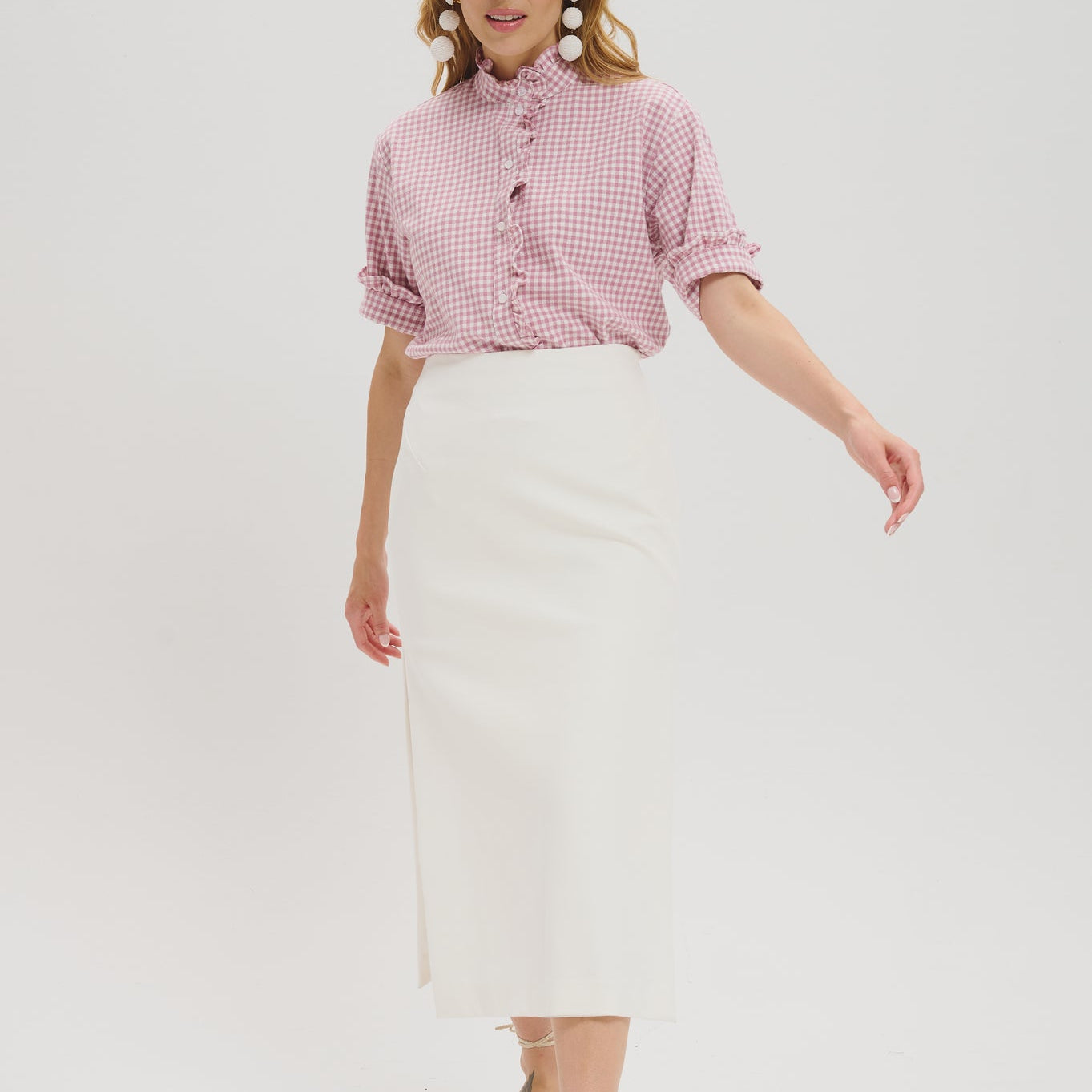 Blouse Albane en Vichy Rose