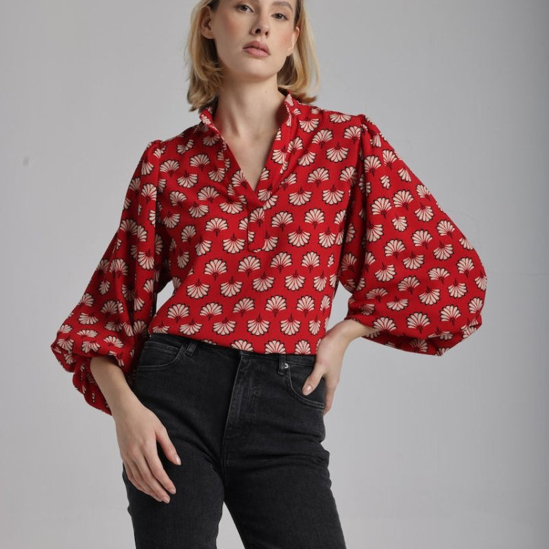 Blouse Dominique en Rouge - boutique décoration Montreal