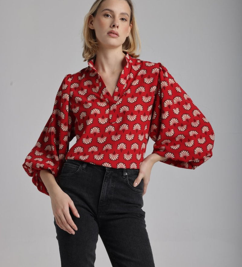 Blouse Dominique en Rouge - boutique décoration Montreal