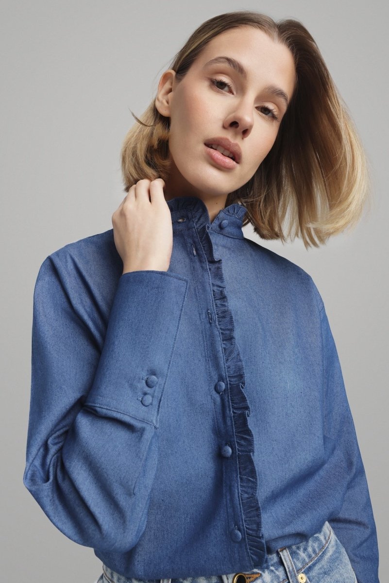 Blouse Josephine en Denim - boutique décoration Montreal