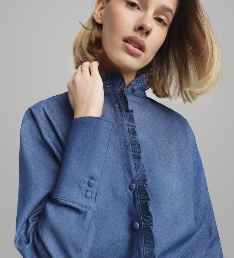 Blouse Josephine en Denim - boutique décoration Montreal