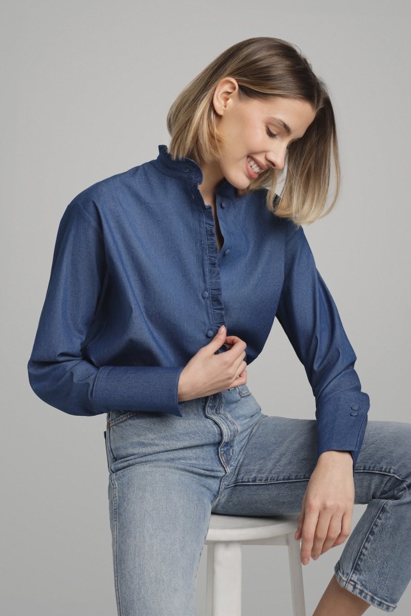 Blouse Josephine en Denim - boutique décoration Montreal