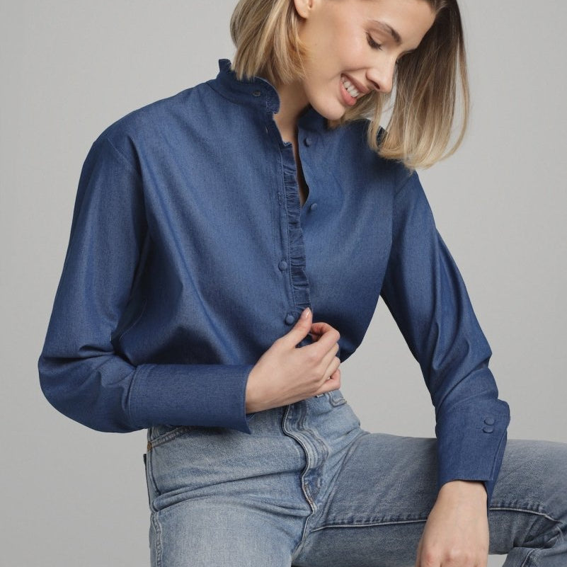 Blouse Josephine en Denim - boutique décoration Montreal