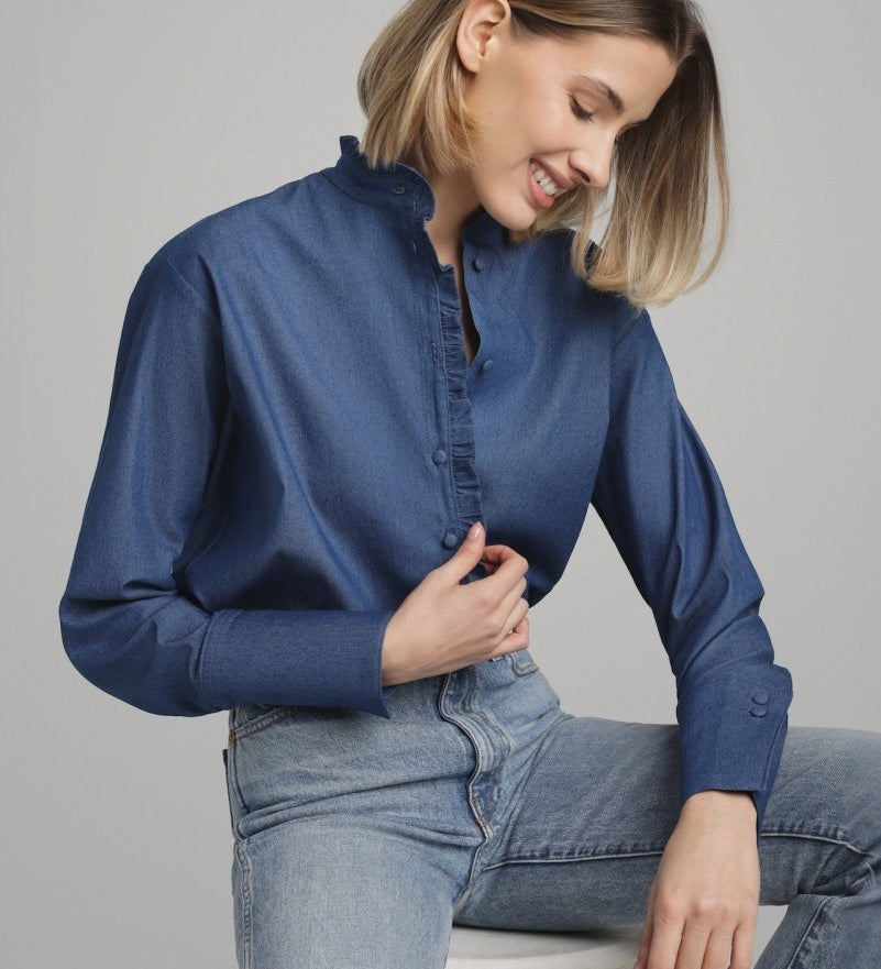 Blouse Josephine en Denim - boutique décoration Montreal