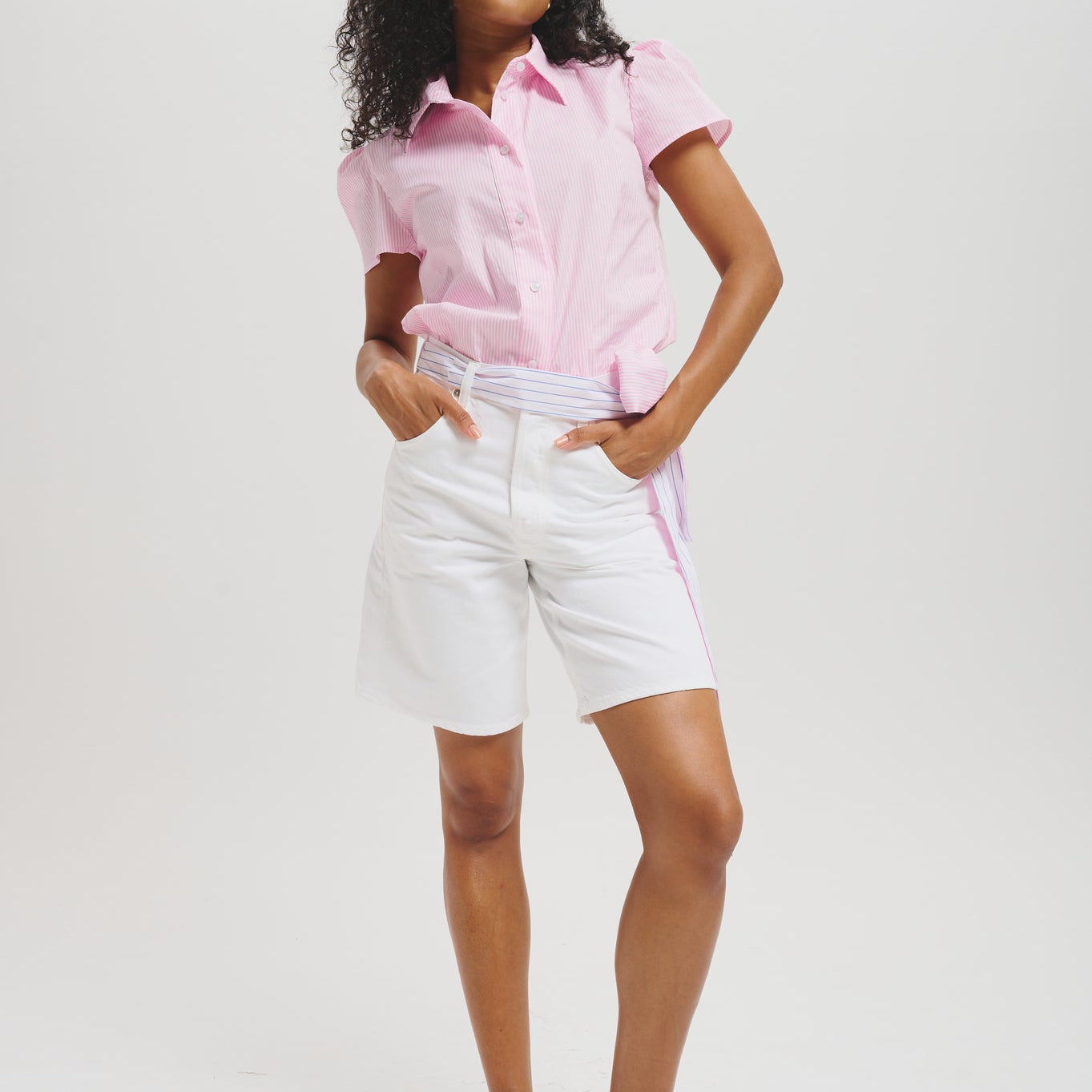 Blouse Sahra en rayures roses