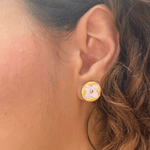 Boucle d'oreille fleur blanche et or - Boucles d'oreilles - boutique décoration Montreal