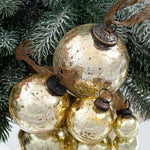 Boule de Noël en verre craquelé doré - boutique décoration Montreal