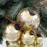 Boule de Noël en verre craquelé doré - boutique décoration Montreal