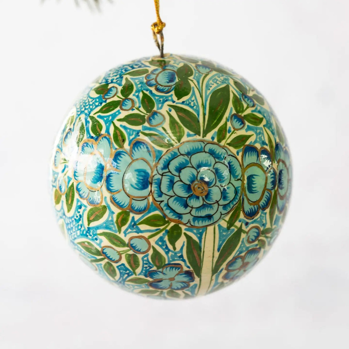 Boule de Noël florale turquoise et verte - boutique décoration Montreal