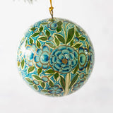 Boule de Noël florale turquoise et verte - boutique décoration Montreal
