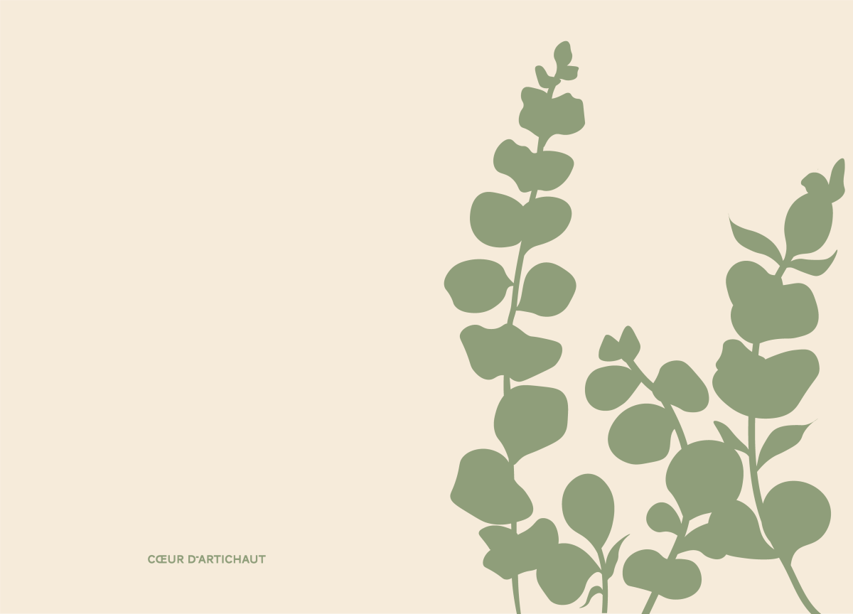 Carte de souhaits - Coeur d'Artichaut Eucalyptus - boutique décoration Montreal