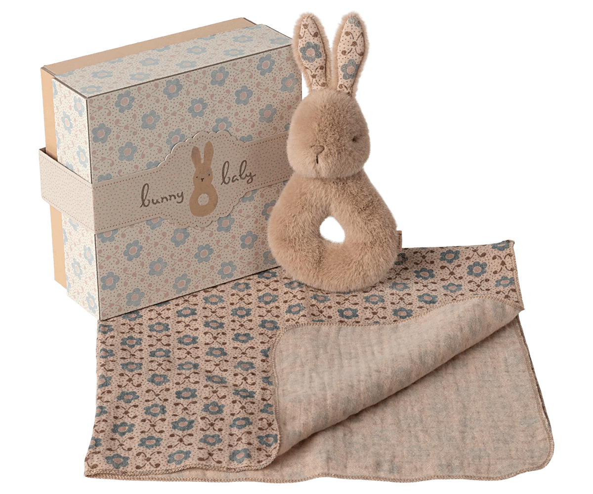 Coffret cadeau de naissance - Hochet Lapin Crème - Maileg - jouet - boutique décoration Montreal