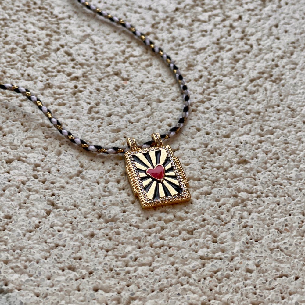 Collier Coeur Soleil - Plaqué or 18k - boutique décoration Montreal