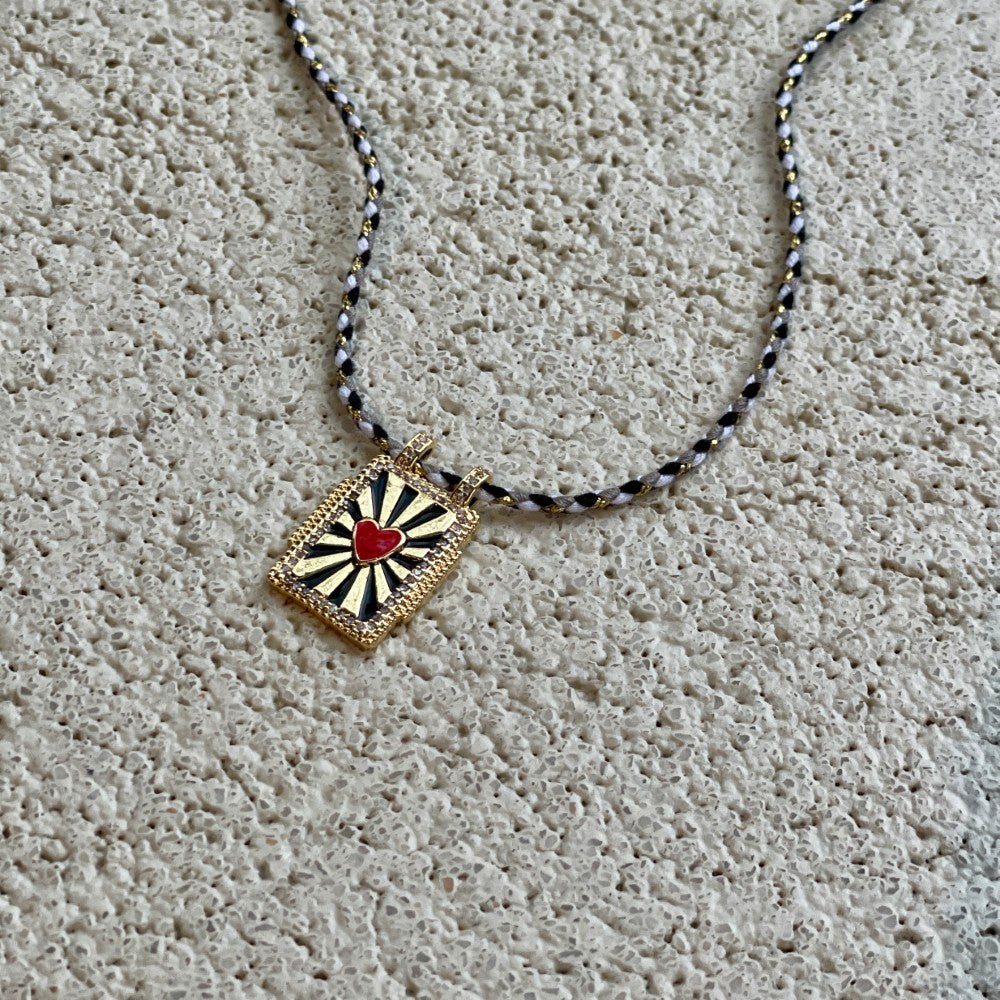 Collier Coeur Soleil - Plaqué or 18k - boutique décoration Montreal