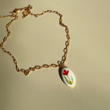 Collier - Fleur Rouge - boutique décoration Montreal