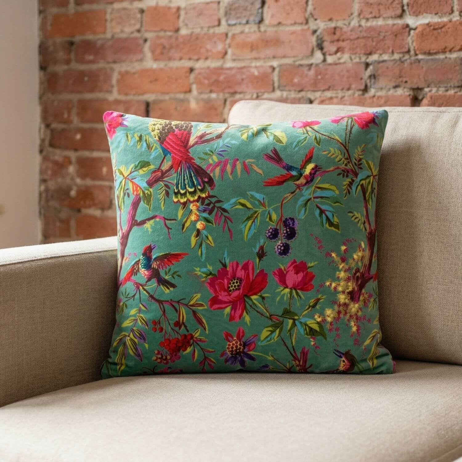 Paradise cushion - aqua velvet