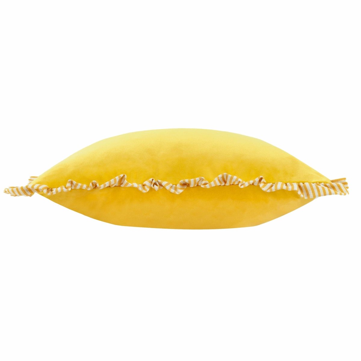 Coussin en Velours Mat à Volants Solene Jaune - boutique décoration Montreal
