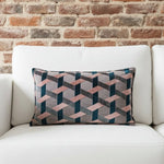 Coussin Lorenzo Jacquard en velours Delano Blush/Navy - boutique décoration Montreal