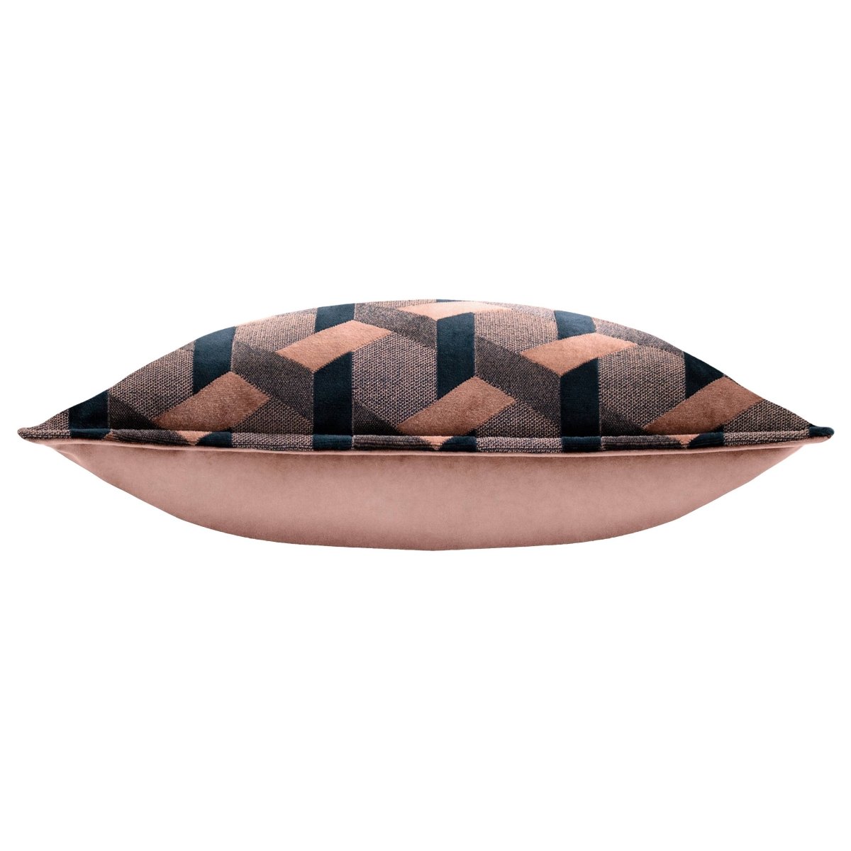 Coussin Lorenzo Jacquard en velours Delano Blush/Navy - boutique décoration Montreal