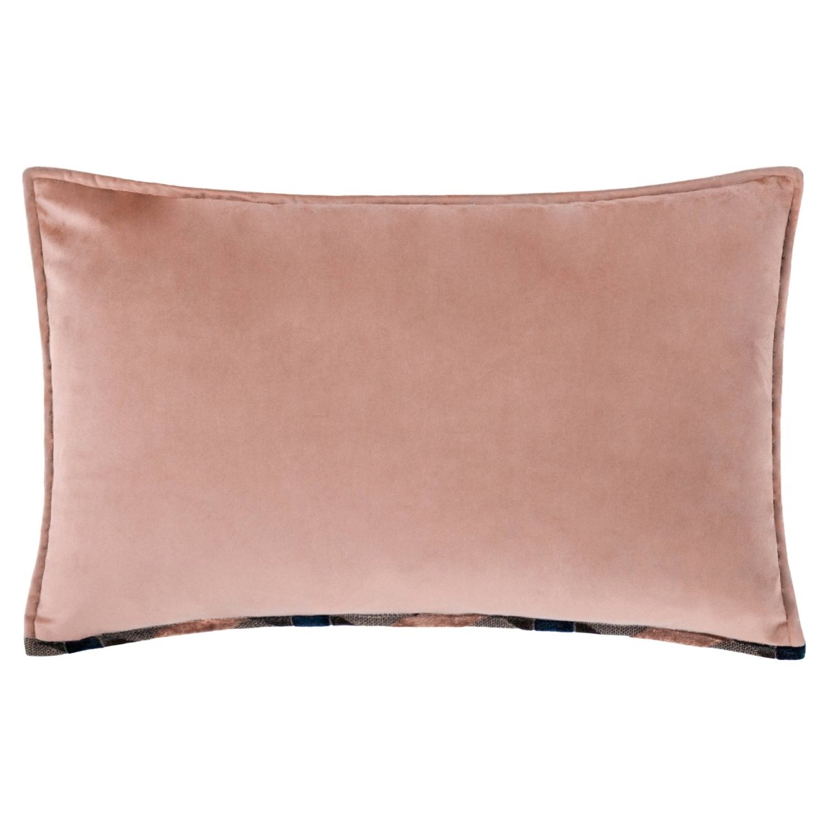 Coussin Lorenzo Jacquard en velours Delano Blush/Navy - boutique décoration Montreal