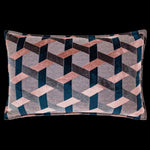 Coussin Lorenzo Jacquard en velours Delano Blush/Navy - boutique décoration Montreal