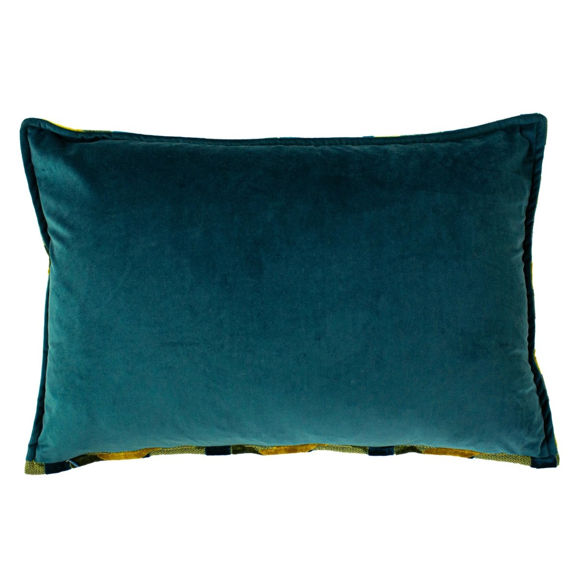 Coussin Lorenzo - Velours Jacquard - Bleu Canard - boutique décoration Montreal