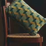 Coussin Lorenzo - Velours Jacquard - Bleu Canard - boutique décoration Montreal