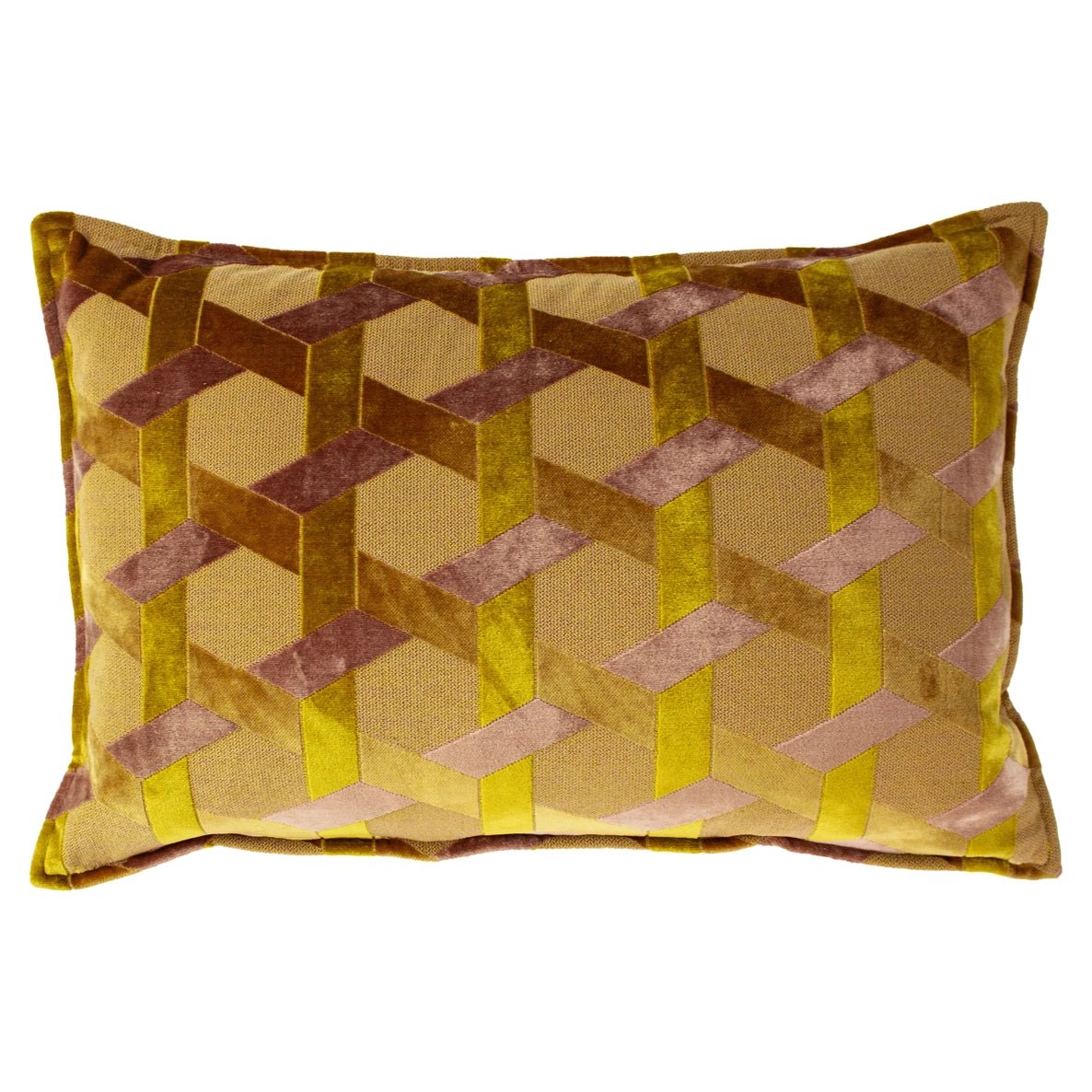 Coussin Lorenzo - Velours Jacquard - Ocre - boutique décoration Montreal