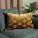 Coussin Lorenzo - Velours Jacquard - Ocre - boutique décoration Montreal