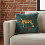 Coussin Tropica guépard bleu canard - boutique décoration Montreal