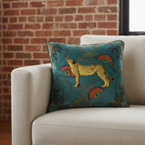 Coussin Tropica guépard bleu canard - boutique décoration Montreal