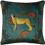 Coussin Tropica guépard bleu canard - boutique décoration Montreal